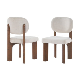 English Elm Upholstered Fabric Dining Chairs Set of 2 with Solid Rubberwood Legs and Cushioned Seats N768P510448W
