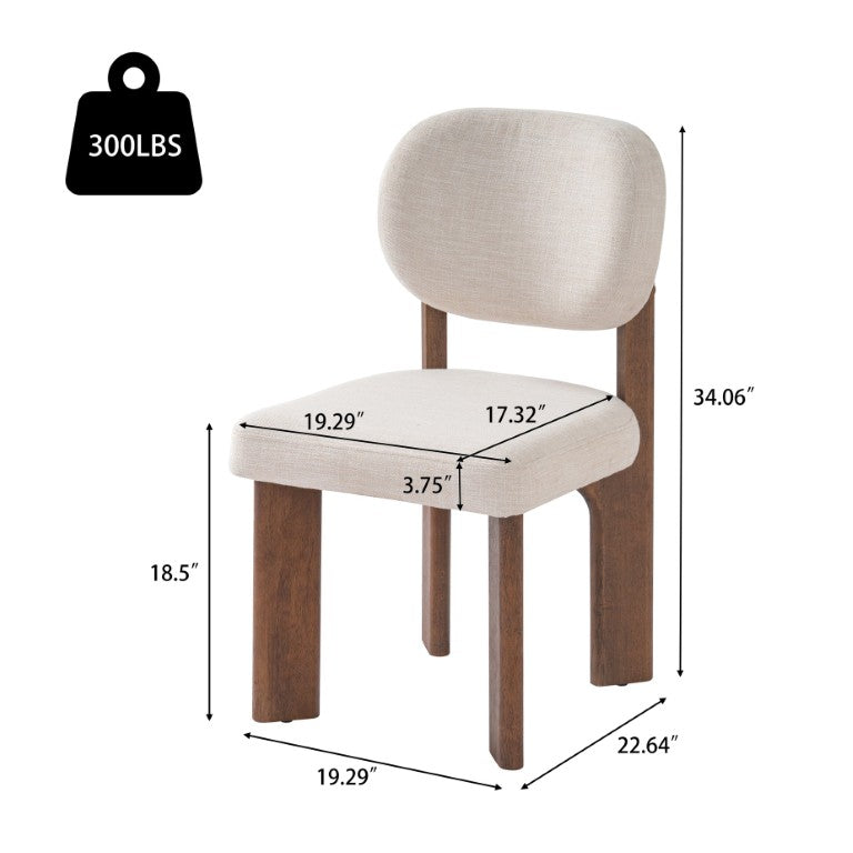 English Elm Upholstered Fabric Dining Chairs Set of 2 with Solid Rubberwood Legs and Cushioned Seats N768P510448W