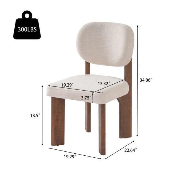 English Elm Upholstered Fabric Dining Chairs Set of 2 with Solid Rubberwood Legs and Cushioned Seats N768P510448W