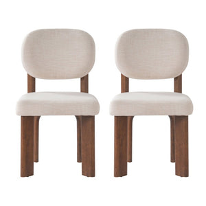 English Elm Upholstered Fabric Dining Chairs Set of 2 with Solid Rubberwood Legs and Cushioned Seats N768P510448W