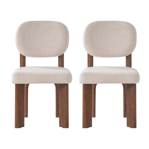 English Elm Upholstered Fabric Dining Chairs Set of 2 with Solid Rubberwood Legs and Cushioned Seats N768P510448W