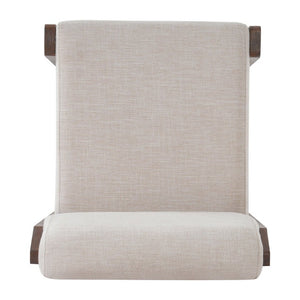 English Elm Upholstered Beige Fabric Dining Side Chairs Set of 2 with Walnut Rubberwood Legs N768P510455W