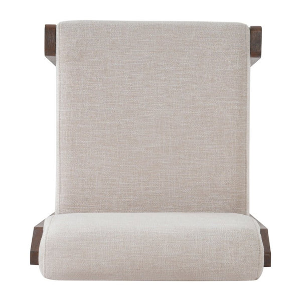 English Elm Upholstered Beige Fabric Dining Side Chairs Set of 2 with Walnut Rubberwood Legs N768P510455W