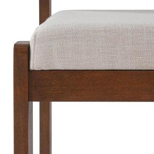 English Elm Upholstered Beige Fabric Dining Side Chairs Set of 2 with Walnut Rubberwood Legs N768P510455W