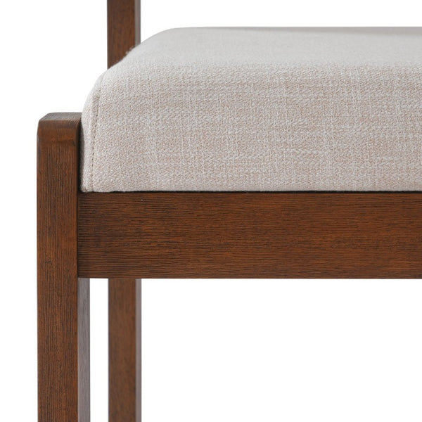 English Elm Upholstered Beige Fabric Dining Side Chairs Set of 2 with Walnut Rubberwood Legs N768P510455W