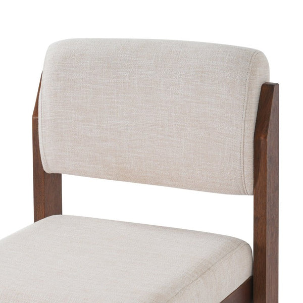 English Elm Upholstered Beige Fabric Dining Side Chairs Set of 2 with Walnut Rubberwood Legs N768P510455W