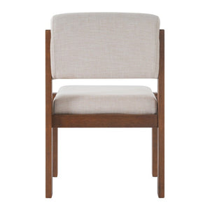 English Elm Upholstered Beige Fabric Dining Side Chairs Set of 2 with Walnut Rubberwood Legs N768P510455W