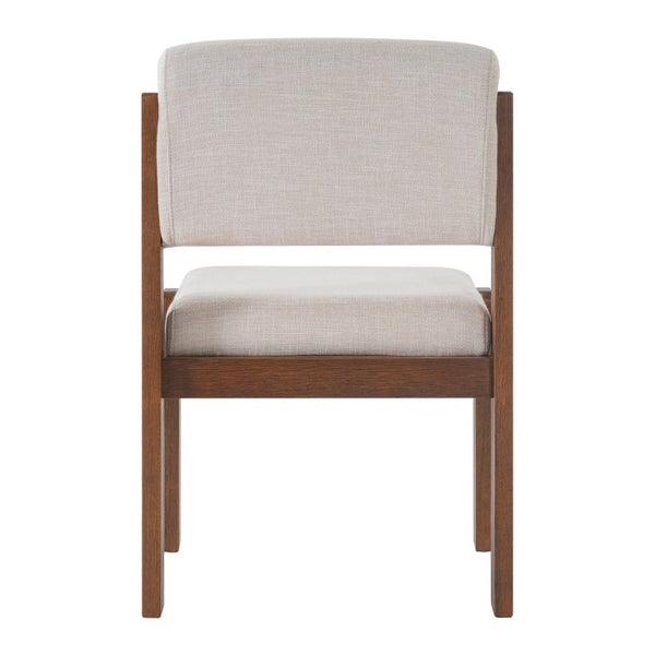 English Elm Upholstered Beige Fabric Dining Side Chairs Set of 2 with Walnut Rubberwood Legs N768P510455W