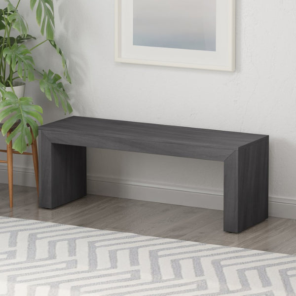 English Elm Wood Dining Bench Solid Rubberwood Acacia Veneer Farmhouse Industrial Seat N768P524517B