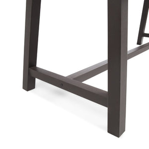 English Elm Carlie Outdoor Acacia Slatted Dining Table with Powder Coated Iron Legs Seats Six N768P532814F