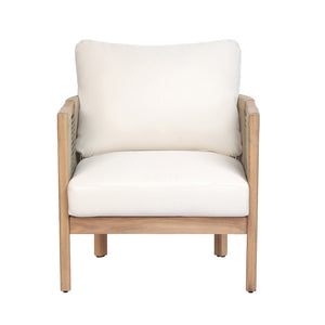 English Elm 4-piece Outdoor Acacia Wood Patio Set with Rope Woven Arms and Cushioned Seating N768S410603N