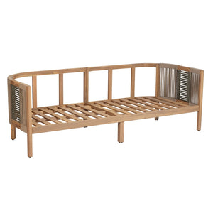 English Elm 5-piece Outdoor Acacia Wood Conversation Set with Rope Weave and Resort Patio Style N768S410604N