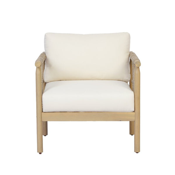 English Elm Outdoor Acacia Hardwood Patio Set with Rope Weave Loveseat and Two Armchairs N768S446373L