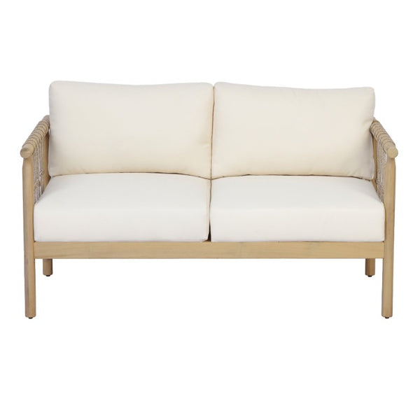 English Elm Outdoor Acacia Hardwood Patio Set with Rope Weave Loveseat and Two Armchairs N768S446373L