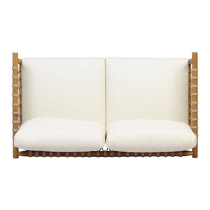 English Elm Outdoor Acacia Wood Patio Conversation Set with Rope Weaving and Plush Cream Cushions N768S446373T