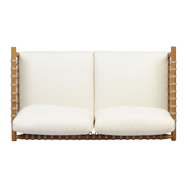 English Elm Outdoor Acacia Wood Patio Conversation Set with Rope Weaving and Plush Cream Cushions N768S446373T