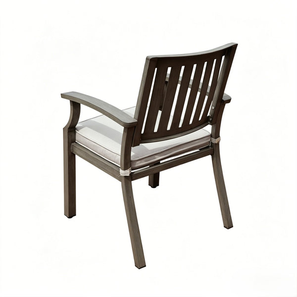 English Elm 7-piece Outdoor Dining Set Aluminum Table Cushioned Chairs Rust Resistant Patio Black+Brown, Grey+Silver N768S660507B