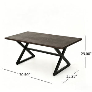 English Elm 7-piece Outdoor Dining Set Aluminum Table Cushioned Chairs Rust Resistant Patio Black+Brown, Grey+Silver N768S660507B