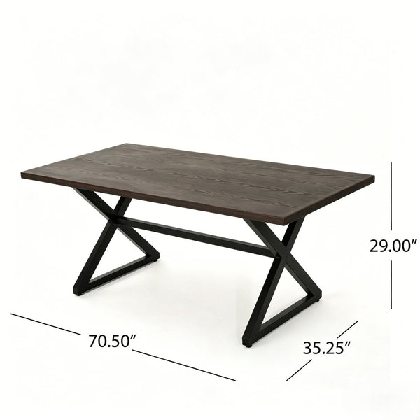 English Elm 7-piece Outdoor Dining Set Aluminum Table Cushioned Chairs Rust Resistant Patio Black+Brown, Grey+Silver N768S660507B