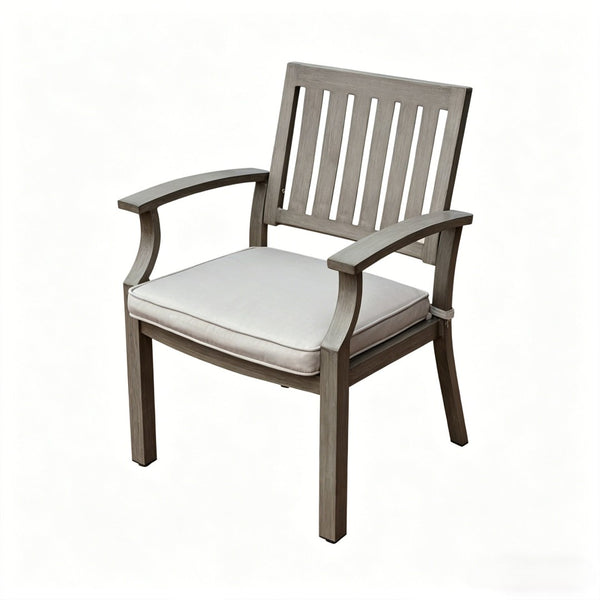 English Elm 7-piece Outdoor Dining Set Aluminum Table Cushioned Chairs Rust Resistant Patio Black, Grey+Silver N768S660507G
