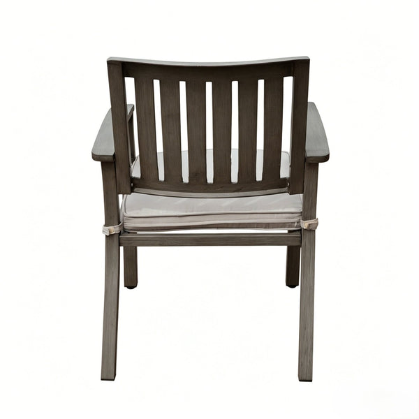 English Elm 7-piece Outdoor Dining Set Aluminum Table Cushioned Chairs Rust Resistant Patio Black, Grey+Silver N768S660507G