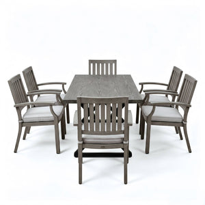 English Elm 7-piece Outdoor Dining Set Aluminum Table Cushioned Chairs Rust Resistant Patio Black, Grey+Silver N768S660507G