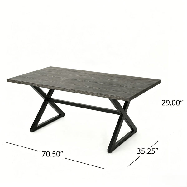 English Elm 7-piece Outdoor Dining Set Aluminum Table Cushioned Chairs Rust Resistant Patio Black, Grey+Silver N768S660507G
