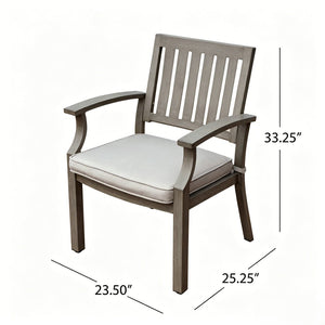 English Elm 7-piece Outdoor Dining Set Aluminum Table Cushioned Chairs Rust Resistant Patio Black, Grey+Silver N768S660507G