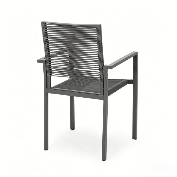 English Elm 7-piece Rust-proof Aluminum Woven Rope Patio Dining Set with Wood-look Rectangular Table N768S700507B