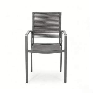 English Elm 7-piece Rust-proof Aluminum Woven Rope Patio Dining Set with Wood-look Rectangular Table N768S700507B
