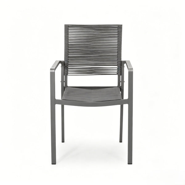 English Elm 7-piece Outdoor Aluminum Woven Rope Patio Dining Set Seats Six with Wood-look Table N768S700507G