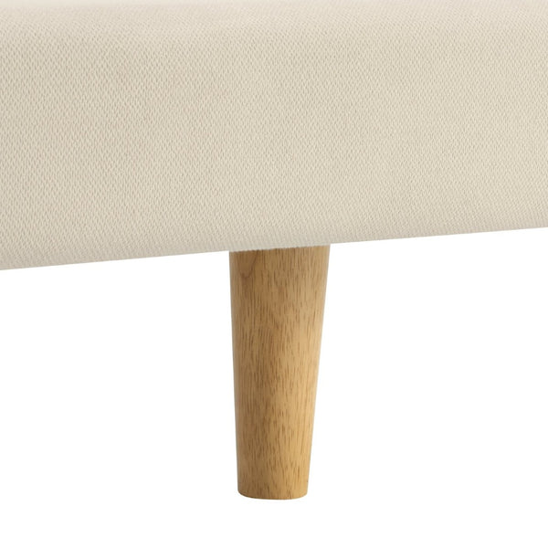 English Elm Beige Upholstered California King Bed with Chunky Headboard and Rubberwood Legs N769CK450727B