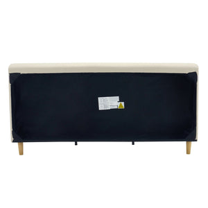 English Elm Beige Upholstered California King Bed with Chunky Headboard and Rubberwood Legs N769CK450727B