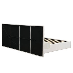 English Elm Soft, Padded King Upholstered Bed with Built-In Reading Lights and Open Shelving N769K343384W