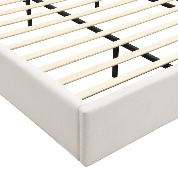 English Elm Soft, Padded King Upholstered Bed with Built-In Reading Lights and Open Shelving N769K343384W