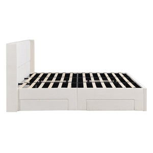 English Elm Large-capacity King Storage Bed Upholstered Headboard Four Drawers Solid Wood Frame N769K385590B
