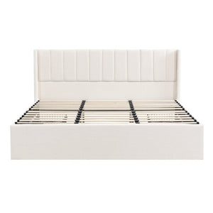 English Elm Large-capacity King Storage Bed Upholstered Headboard Four Drawers Solid Wood Frame N769K385590B