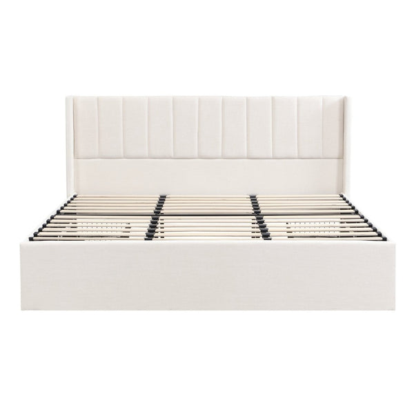English Elm Large-capacity King Storage Bed Upholstered Headboard Four Drawers Solid Wood Frame N769K385590B