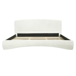 English Elm Curved Boucle King Bed with Arc Headboard and Smart Led Ambient Light Strip N769K386561C