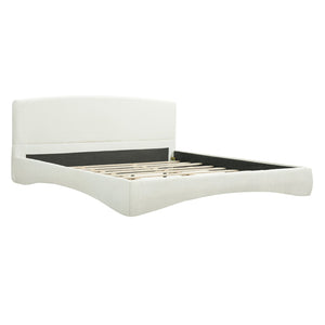 English Elm Curved Boucle King Bed with Arc Headboard and Smart Led Ambient Light Strip N769K386561C