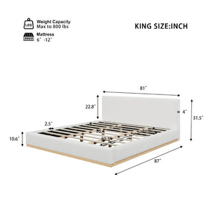 English Elm Elegant Antique Cloth Upholstered King Bed with Solid Wood Grain Base for Modern Bedrooms N769K389558W