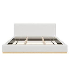 English Elm Elegant Antique Cloth Upholstered King Bed with Solid Wood Grain Base for Modern Bedrooms N769K389558W