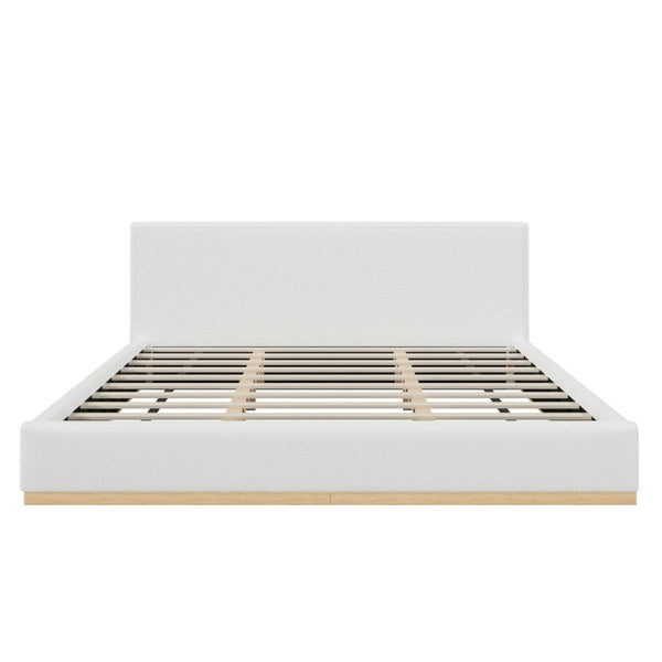 English Elm Elegant Antique Cloth Upholstered King Bed with Solid Wood Grain Base for Modern Bedrooms N769K389558W