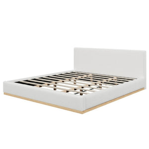 English Elm Elegant Antique Cloth Upholstered King Bed with Solid Wood Grain Base for Modern Bedrooms N769K389558W