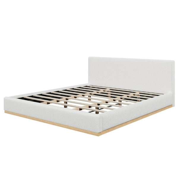 English Elm Elegant Antique Cloth Upholstered King Bed with Solid Wood Grain Base for Modern Bedrooms N769K389558W