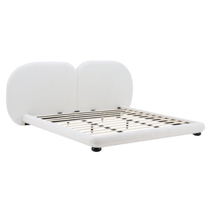 English Elm Extra Plush Teddy Fleece King Platform Bed Curved Split Headboard Solid Wood Base N769K419931W