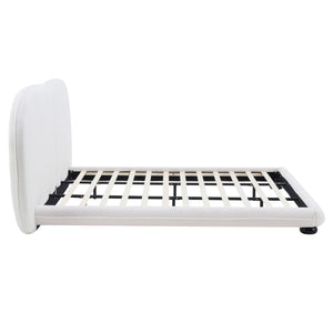 English Elm Extra Plush Teddy Fleece King Platform Bed Curved Split Headboard Solid Wood Base N769K419931W