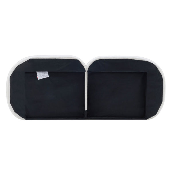 English Elm Extra Plush Teddy Fleece King Platform Bed Curved Split Headboard Solid Wood Base N769K419931W