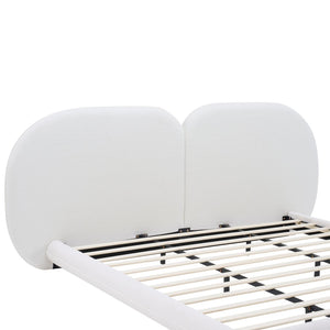 English Elm Extra Plush Teddy Fleece King Platform Bed Curved Split Headboard Solid Wood Base N769K419931W
