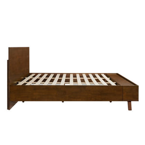 English Elm Walnut King Platform Bed Solid Rubberwood Frame Footboard Storage Low Profile N769K458326D